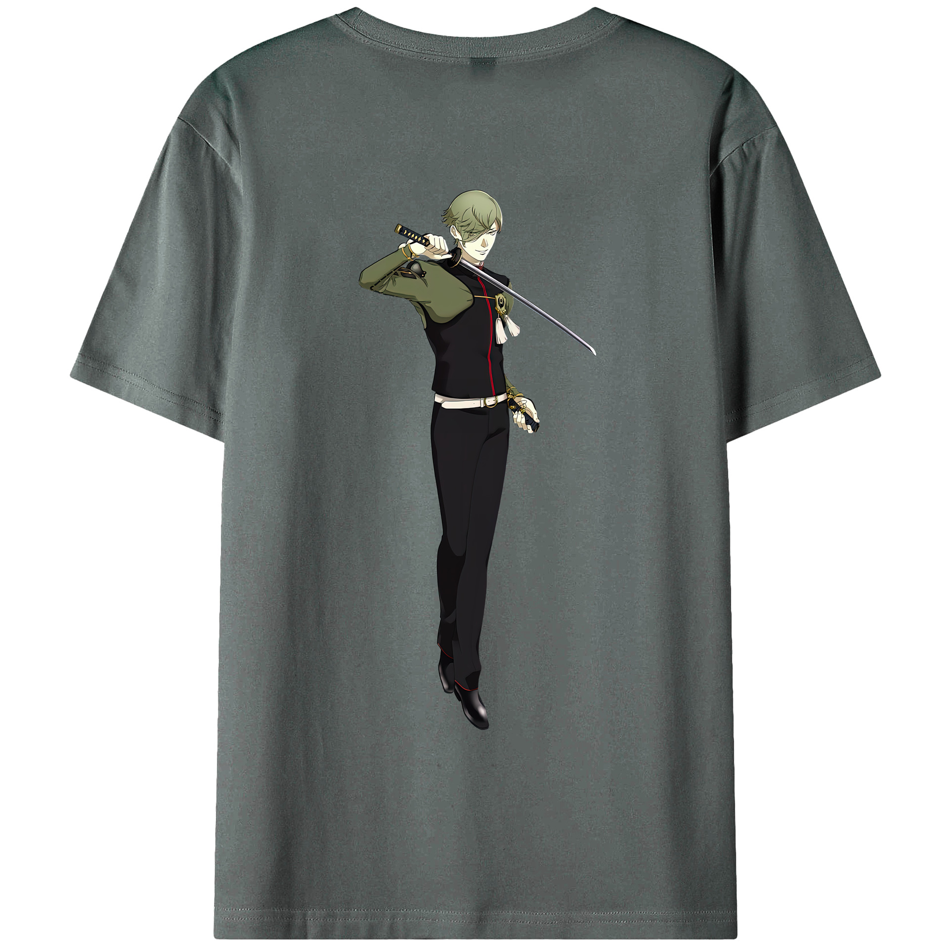 （画像用） 刀剣乱舞 Touken Ranbu 綿100％ メンズ半袖Tシャツ（バックプリント） 通気性